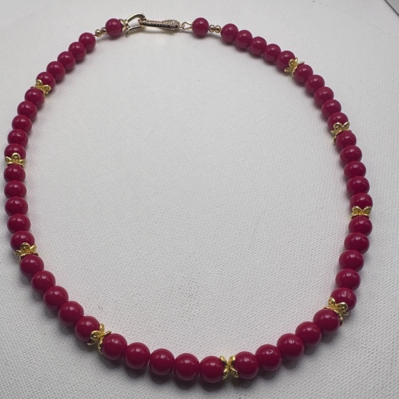 SOLD.  Handmade, Beadded, Red Coral Necklace, 18K gold plated findings, - Picture 9 of 10